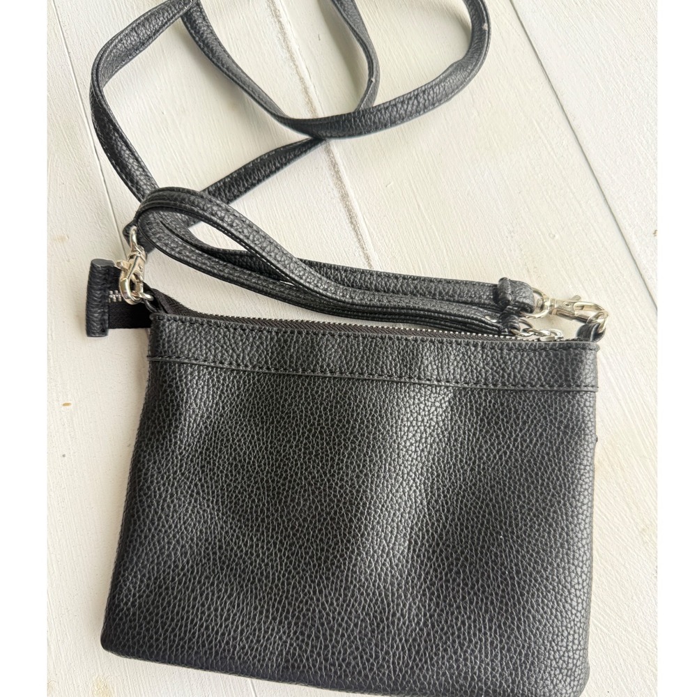 Prince & Fox Black Faux Leather Crossbody Wristlet Bag Detachable Straps - Picture 2 of 10